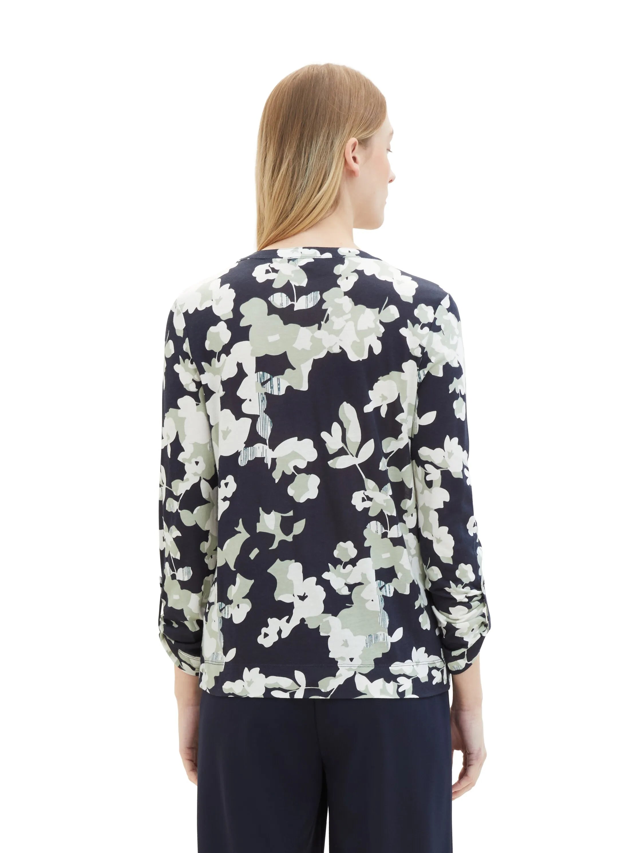 Tom Tailor Cut Floral Design Women Patterned 7/8 Sleeve Shirt SKU: 1040592_34790 Image 03