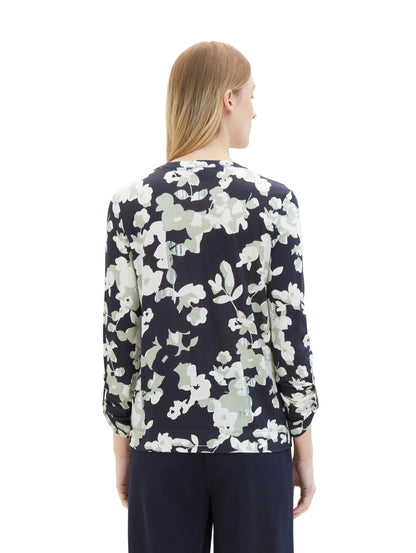 Tom Tailor Cut Floral Design Women Patterned 7/8 Sleeve Shirt SKU: 1040592_34790 Image 03