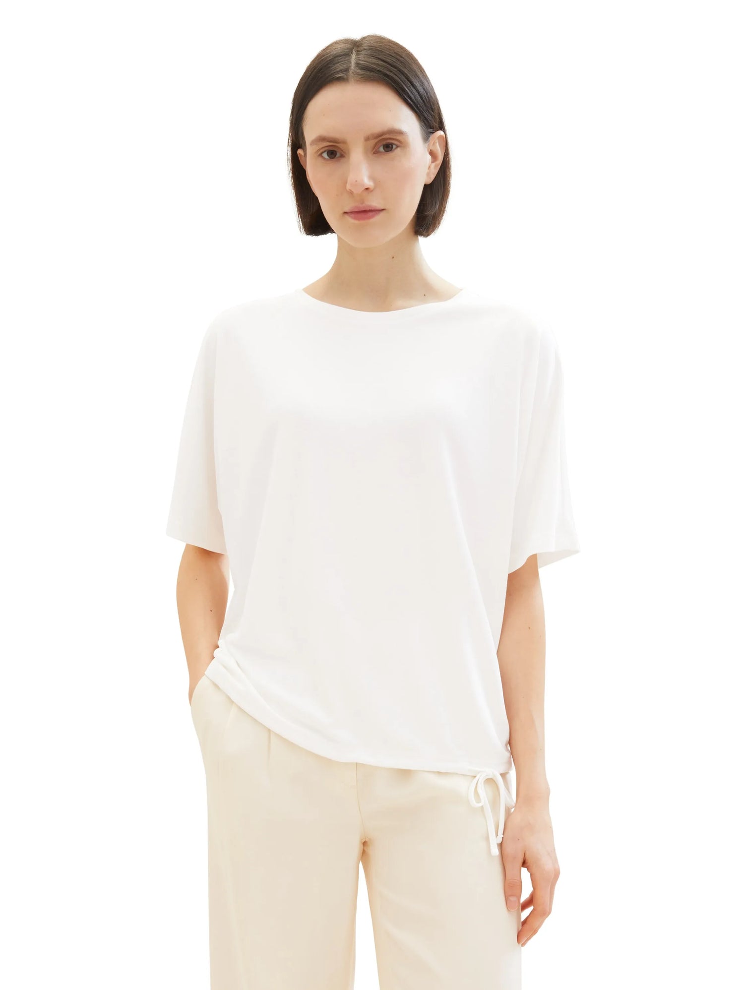 Tom Tailor Whisper White Women T-Shirt with a Round Neckline SKU: 1040595_10315 Image 01