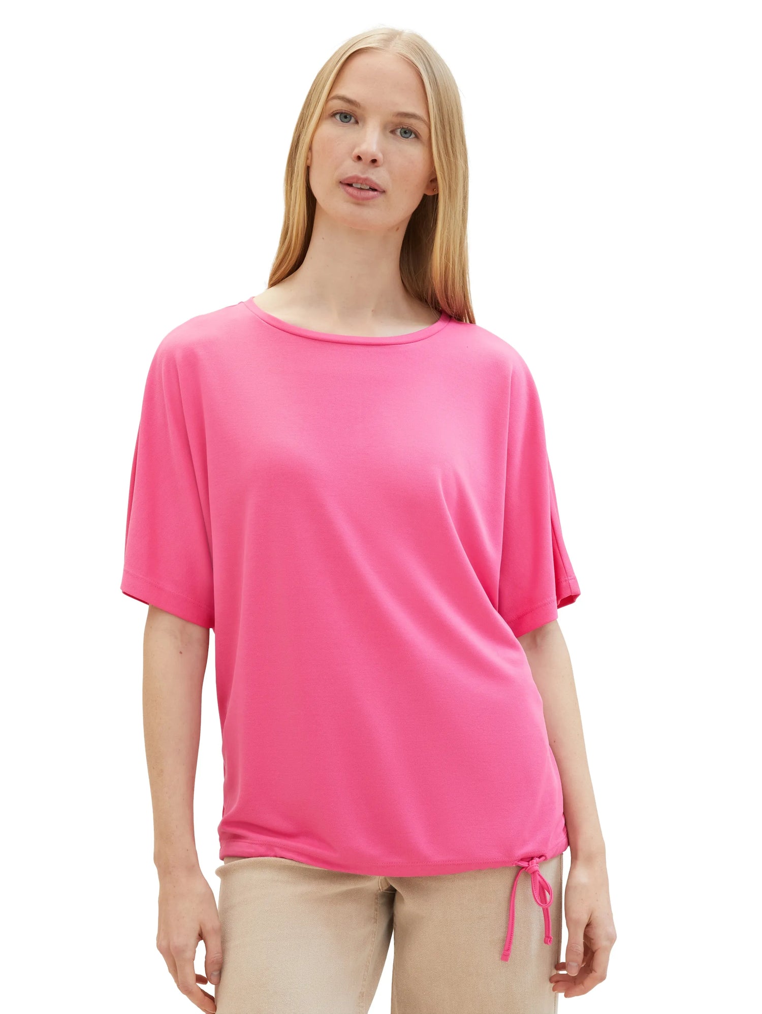Tom Tailor Carmine Pink Women T-Shirt with a Round Neckline SKU: 1040595_15799 Image 04