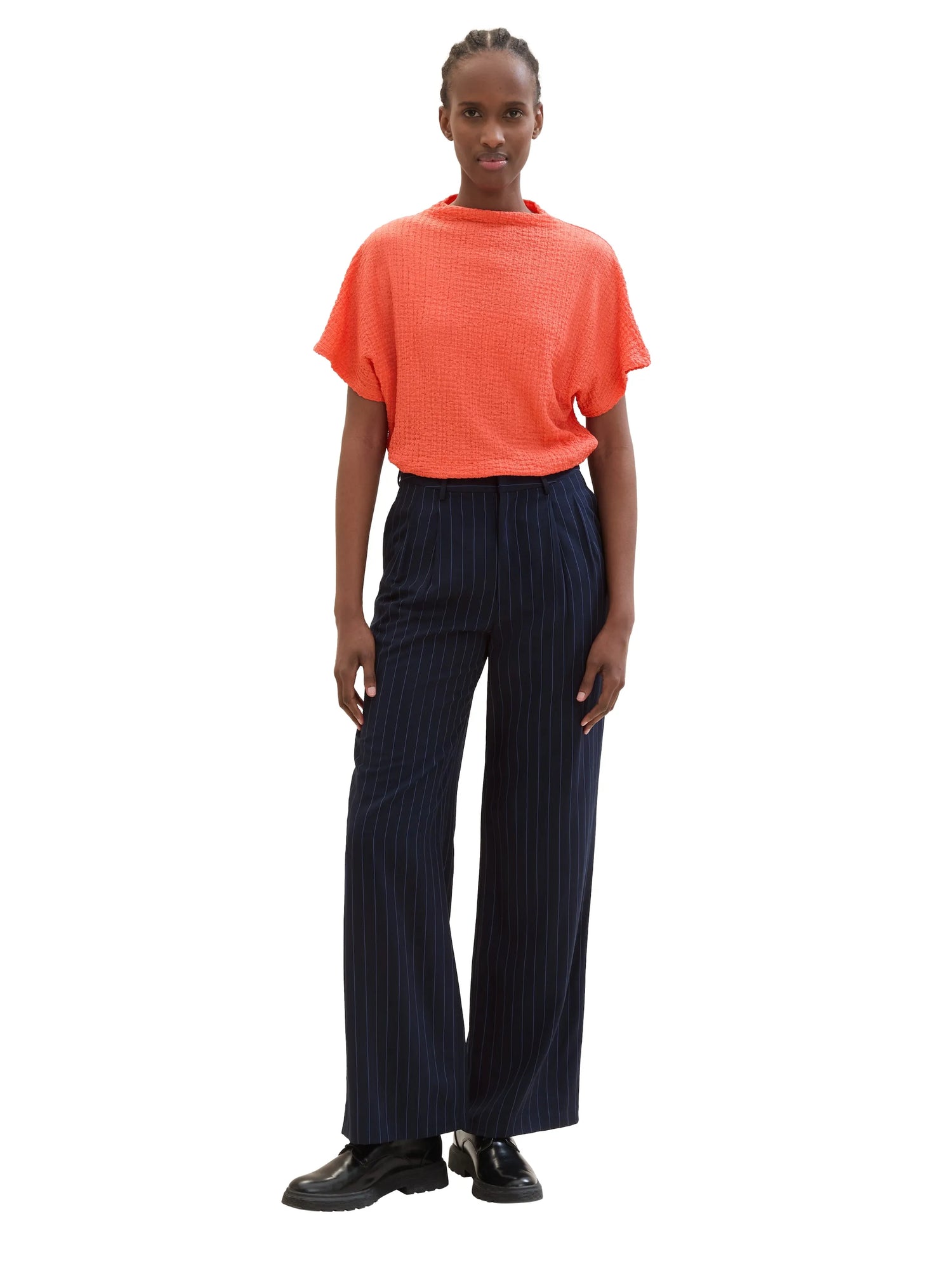 Denim Tom Tailor Plain Red Women T-Shirt in a Crinkled Look SKU: 1040634_11042 Image 02