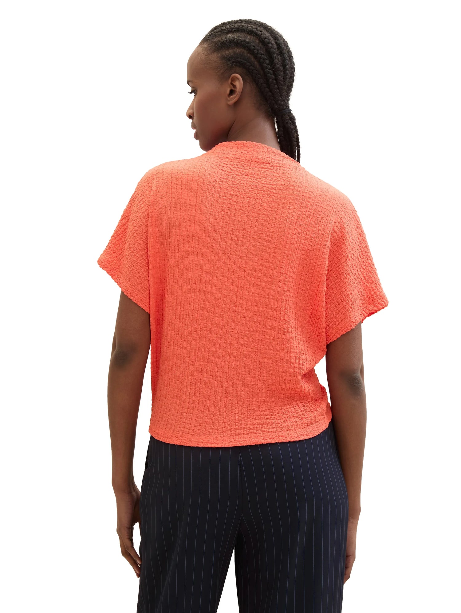Denim Tom Tailor Plain Red Women T-Shirt in a Crinkled Look SKU: 1040634_11042 Image 03