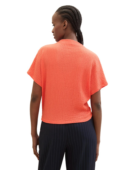 Denim Tom Tailor Plain Red Women T-Shirt in a Crinkled Look SKU: 1040634_11042 Image 03