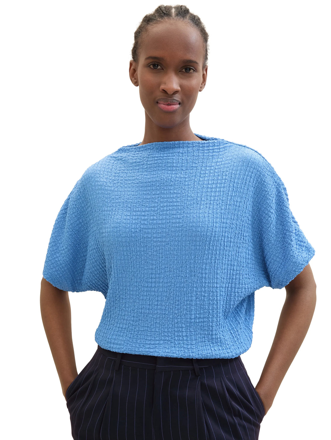 Denim Tom Tailor Sicilian Blue Women T-Shirt in a Crinkled Look SKU: 1040634_18712 Image 01