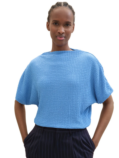 Denim Tom Tailor Sicilian Blue Women T-Shirt in a Crinkled Look SKU: 1040634_18712 Image 01