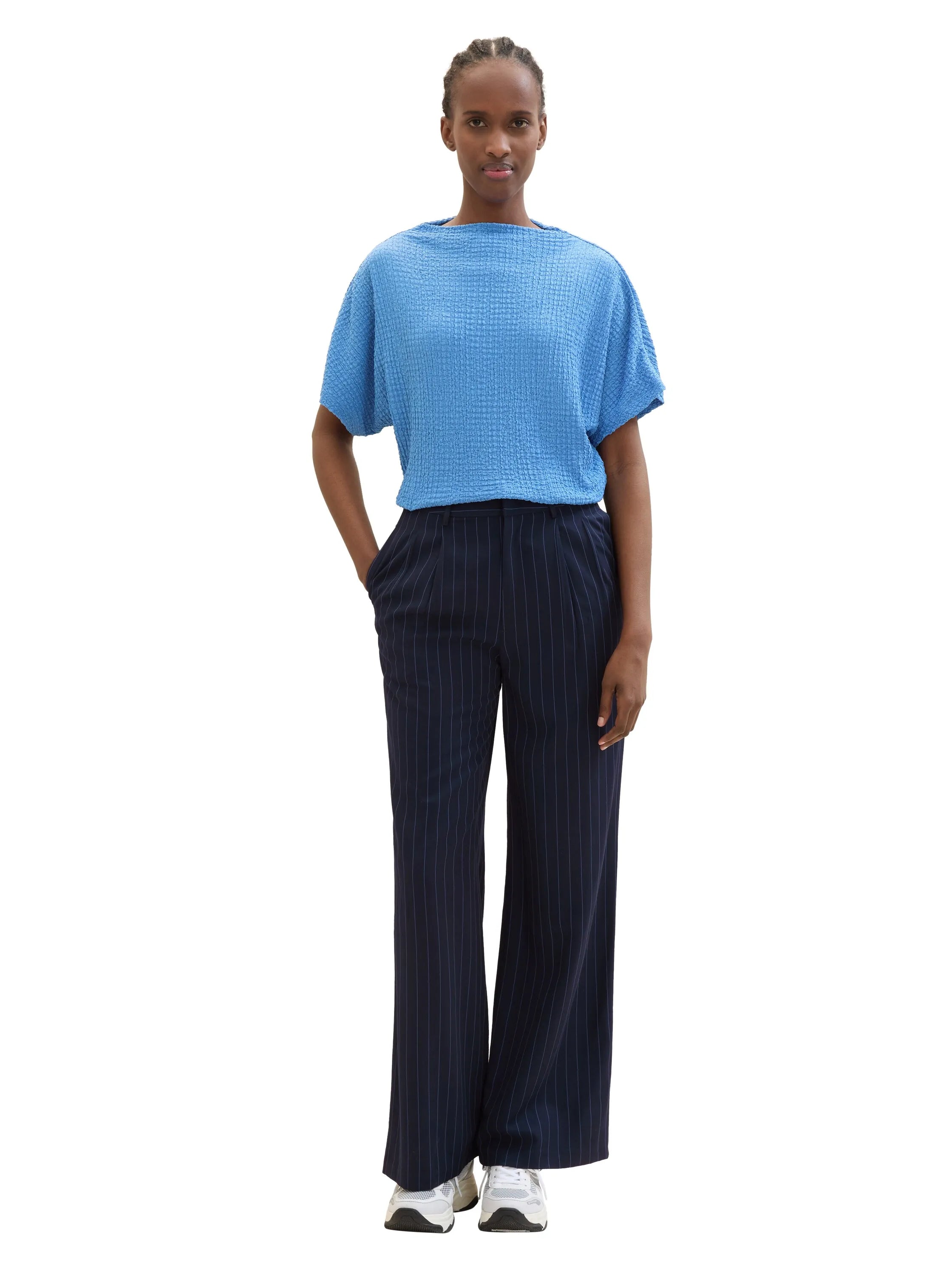 Denim Tom Tailor Sicilian Blue Women T-Shirt in a Crinkled Look SKU: 1040634_18712 Image 02