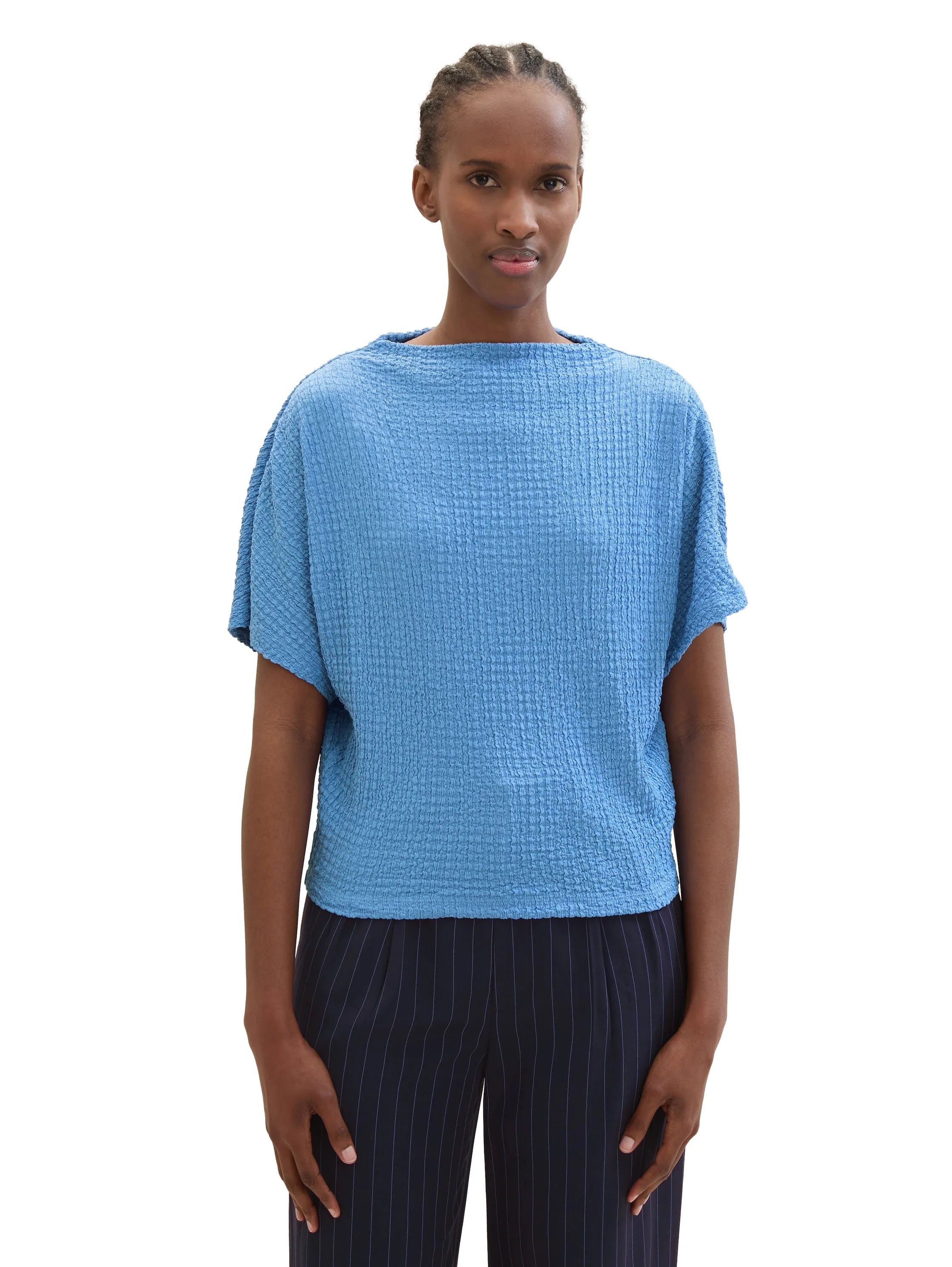 Denim Tom Tailor Sicilian Blue Women T-Shirt in a Crinkled Look SKU: 1040634_18712 Image 04