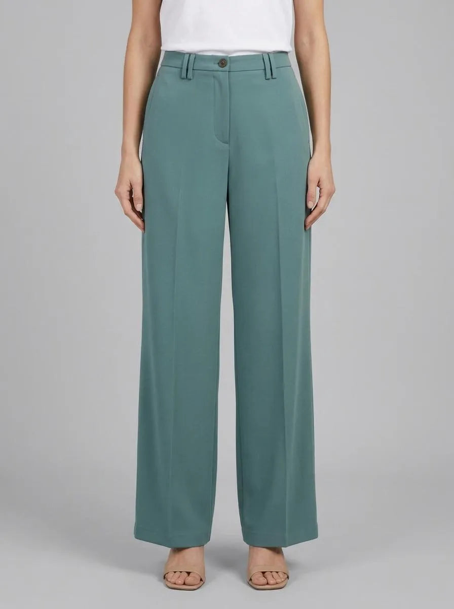 Tom Tailor Sea Pine Green Women Lea Wide Leg Trousers with Recycled Polyester SKU: 1040686_10697 Image 00