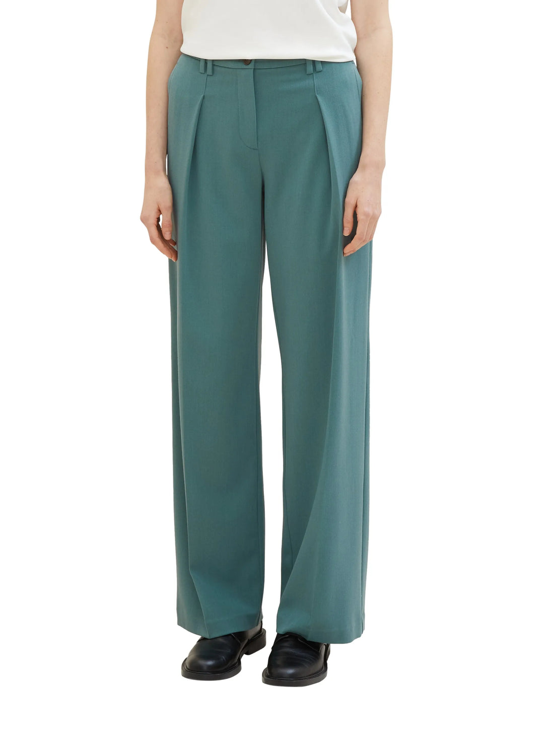 Tom Tailor Sea Pine Green Women Lea Wide Leg Trousers with Recycled Polyester SKU: 1040686_10697 Image 01