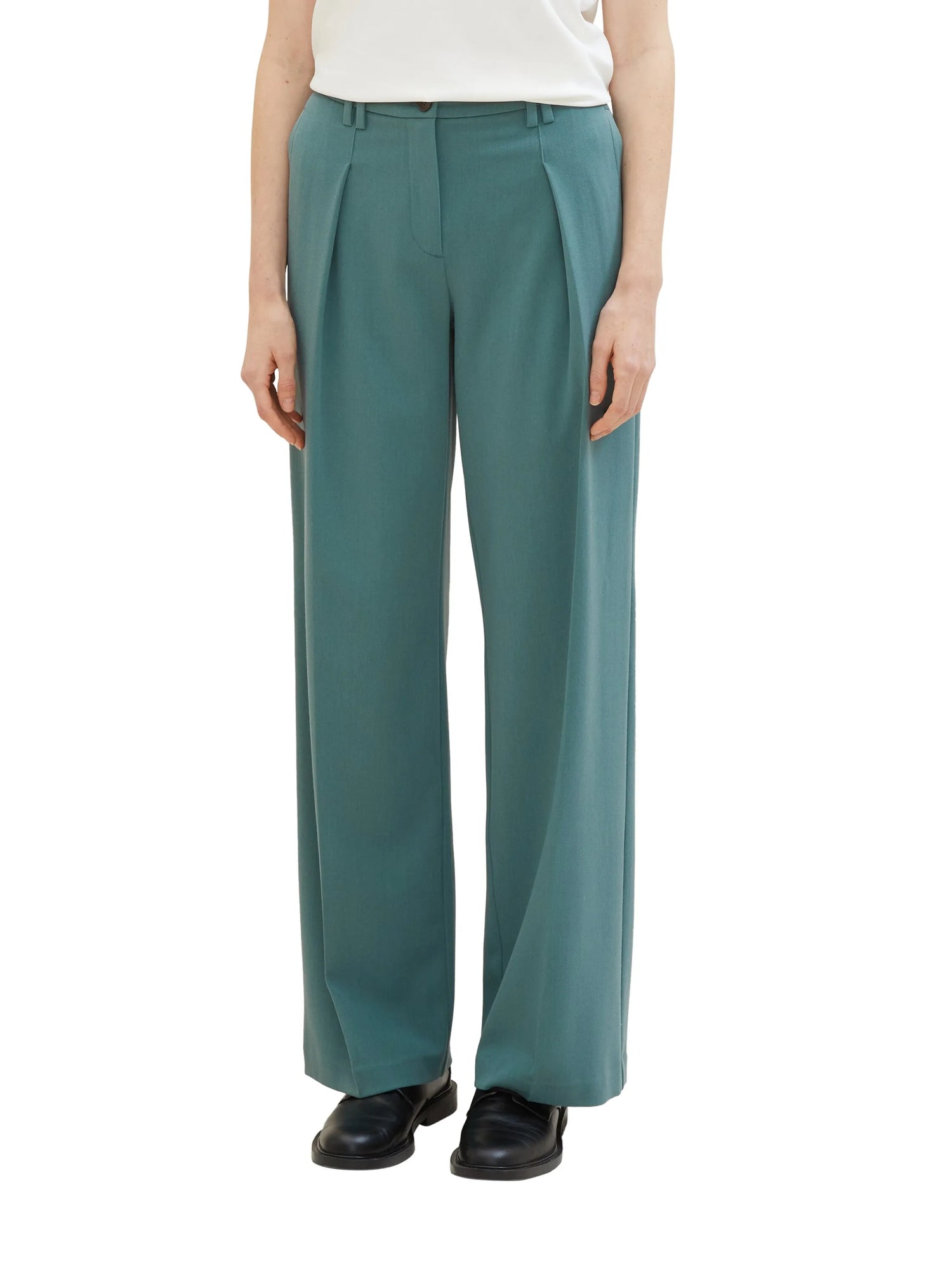 Tom Tailor Sea Pine Green Women Lea Wide Leg Trousers with Recycled Polyester SKU: 1040686_10697 Image 01