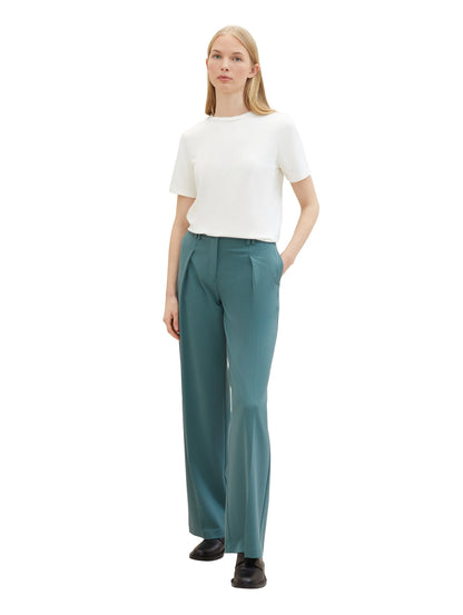 Tom Tailor Sea Pine Green Women Lea Wide Leg Trousers with Recycled Polyester SKU: 1040686_10697 Image 03