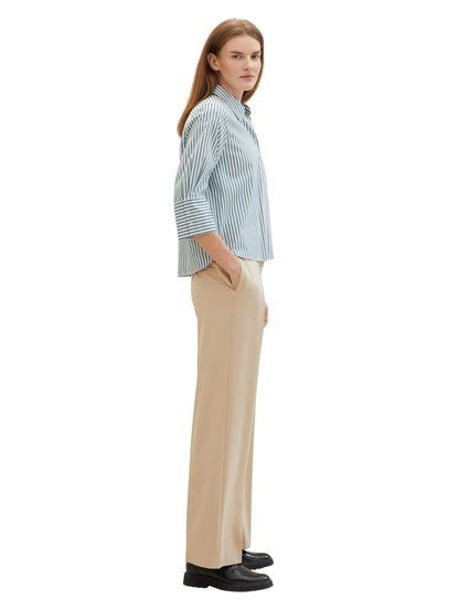 Tom Tailor Sandy Beige Women Lea Wide Leg Trousers with Recycled Polyester SKU: 1040686_11485 Image 01