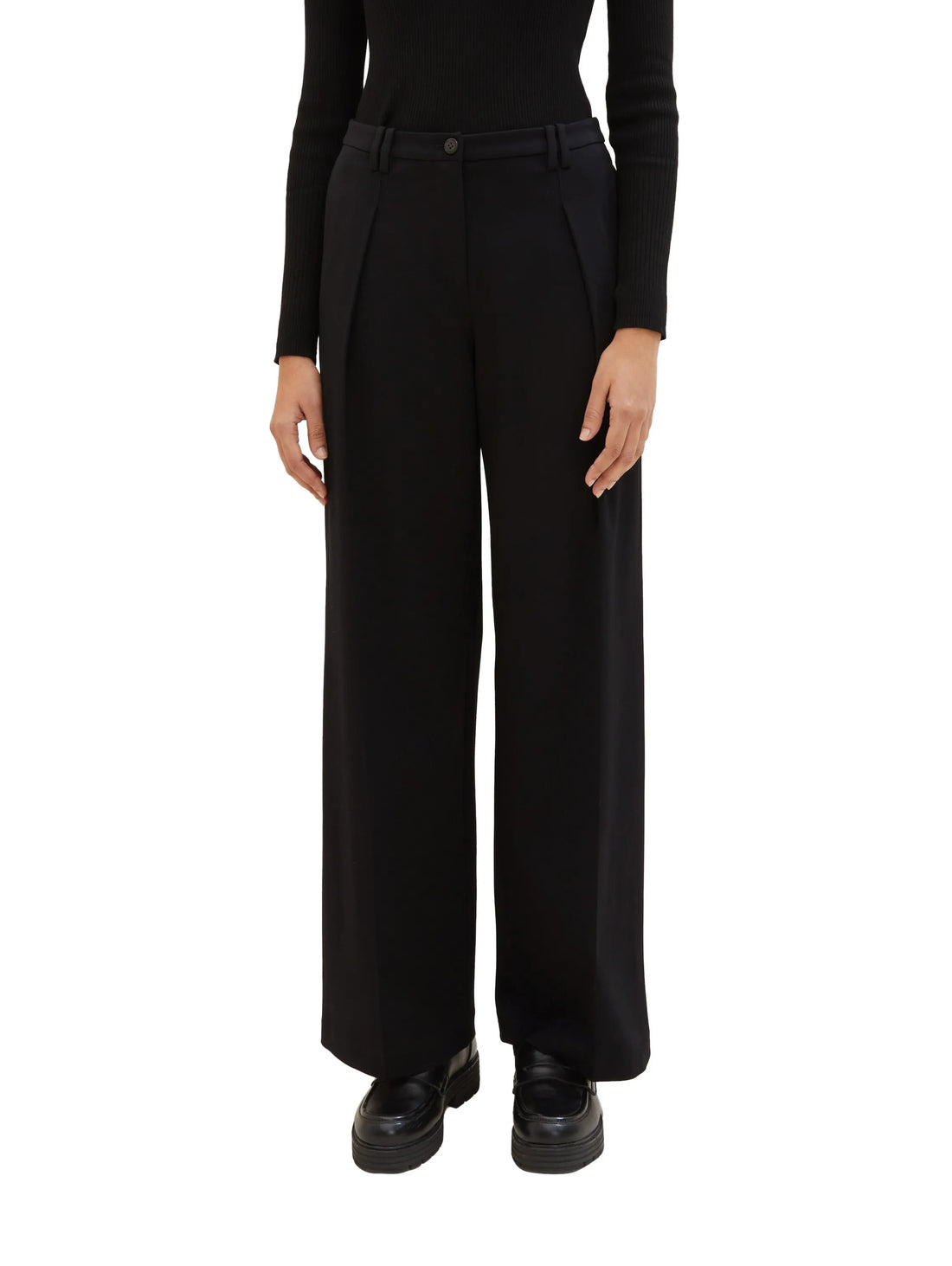 Tom Tailor Deep Black Women Lea Wide Leg Trousers with Recycled Polyester SKU: 1040686_14482 Image 01