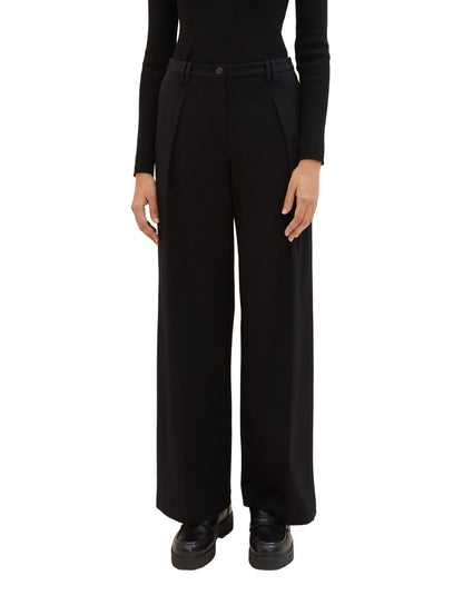 Tom Tailor Deep Black Women Lea Wide Leg Trousers with Recycled Polyester SKU: 1040686_14482 Image 01