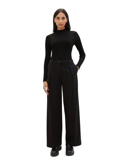 Tom Tailor Deep Black Women Lea Wide Leg Trousers with Recycled Polyester SKU: 1040686_14482 Image 03