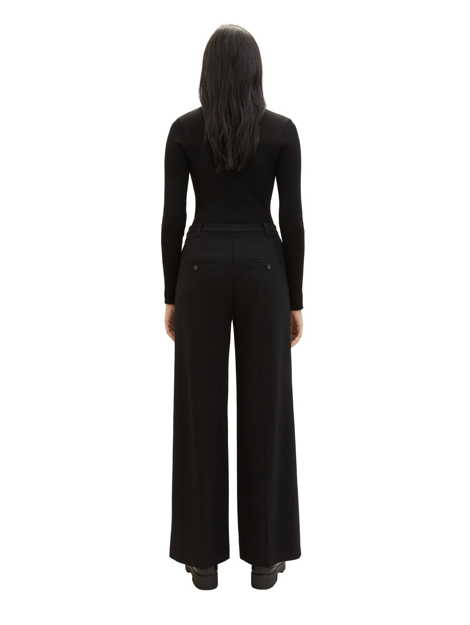 Tom Tailor Deep Black Women Lea Wide Leg Trousers with Recycled Polyester SKU: 1040686_14482 Image 04