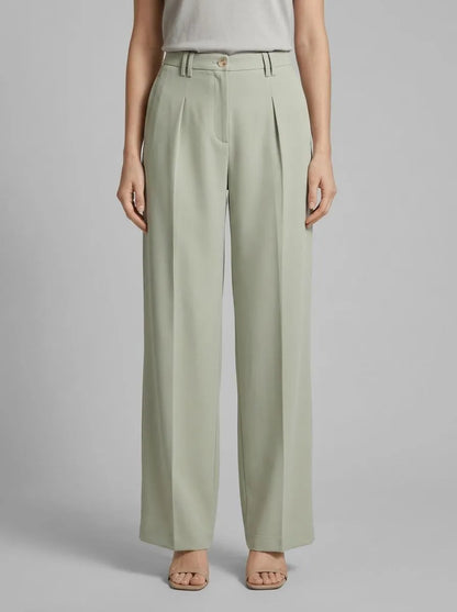 Tom Tailor Desert Green Women Lea Wide Leg Trousers with Recycled Polyester SKU: 1040686_34895 Image 00