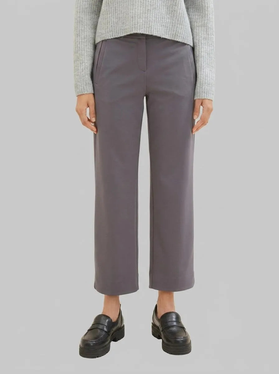 Tom Tailor Dark Urban Grey Women Cropped Mia Straight Trousers SKU: 1040688_35265 Image 00