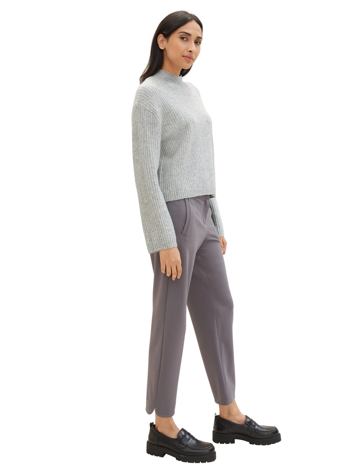 Tom Tailor Dark Urban Grey Women Cropped Mia Straight Trousers SKU: 1040688_35265 Image 02