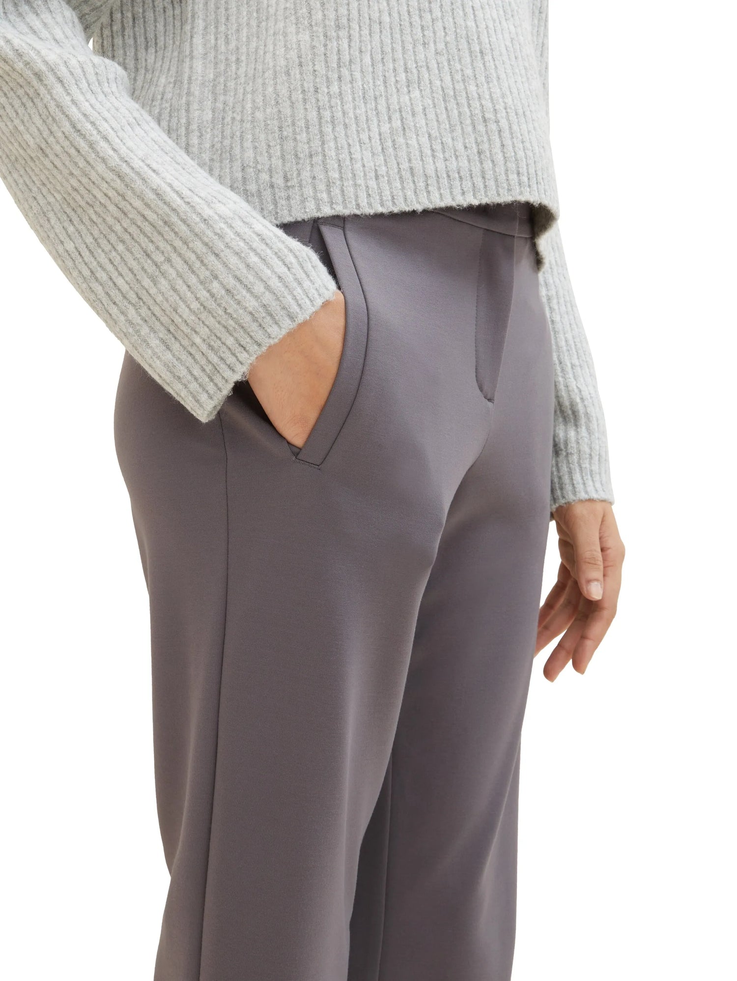 Tom Tailor Dark Urban Grey Women Cropped Mia Straight Trousers SKU: 1040688_35265 Image 05