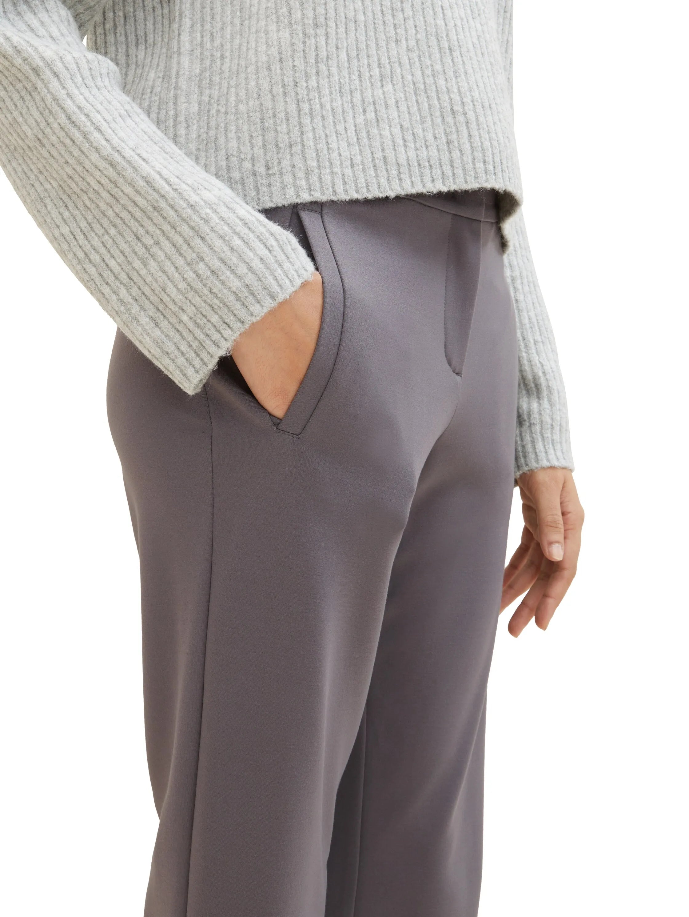 Tom Tailor Dark Urban Grey Women Cropped Mia Straight Trousers SKU: 1040688_35265 Image 05