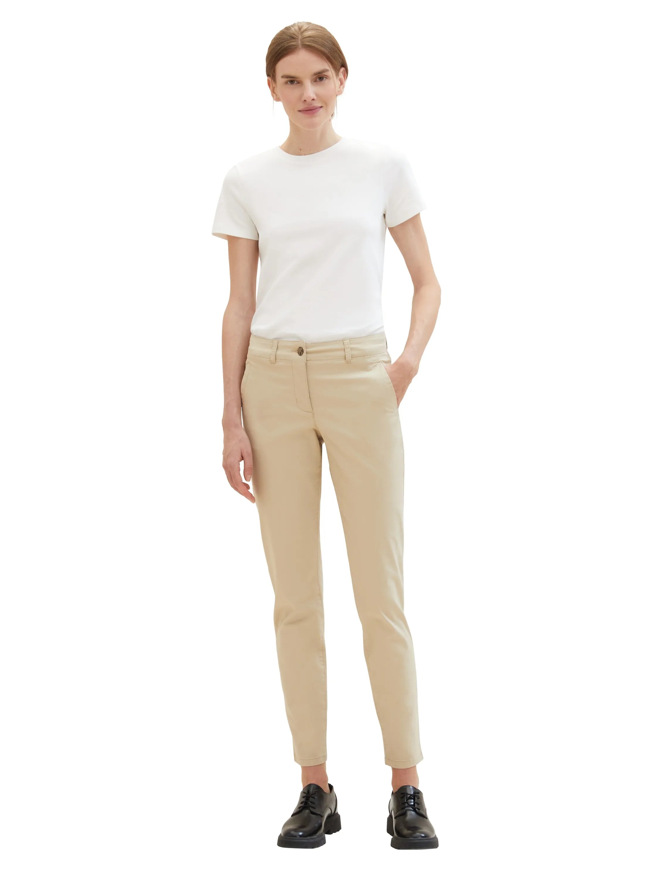 Tom Tailor Sandy Beige Women Chino Slim Trousers SKU: 1040698_11485 Image 06
