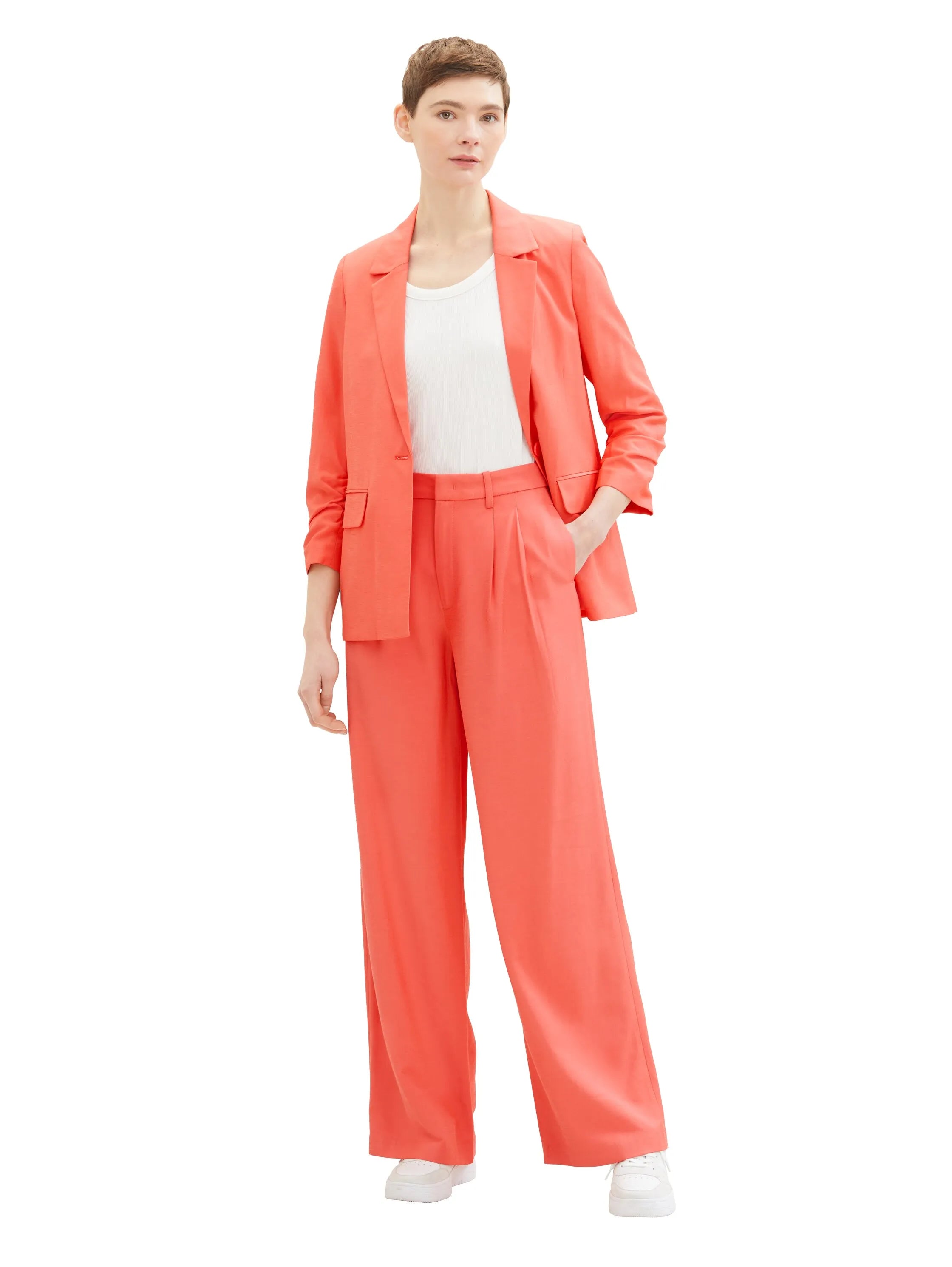 Denim Tom Tailor Plain Red Women Wide Leg Trousers SKU: 1040729_11042 Image 03