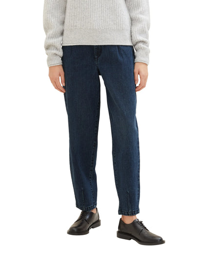 Tom Tailor Clean Dark Stone Blue Denim Women Barrel Leg Jeans with Tencelª Lyocell SKU: 1040760_10114 Image 01