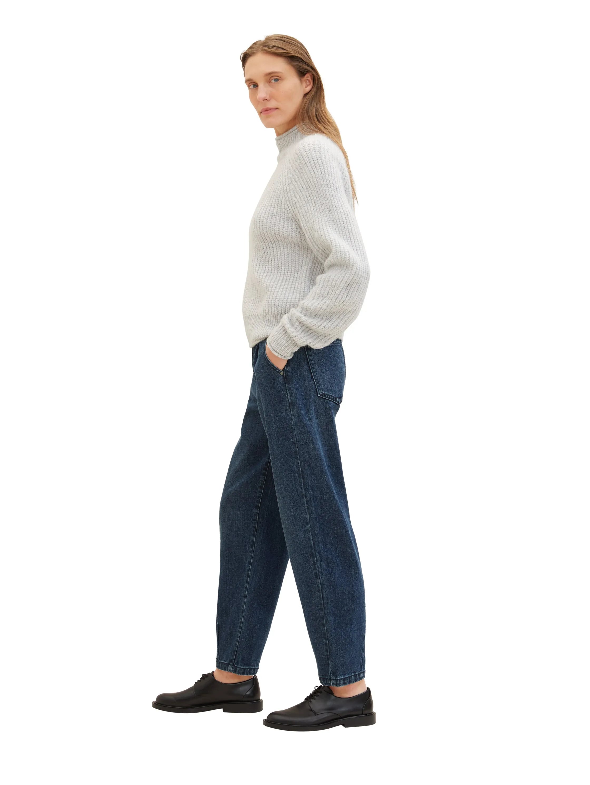 Tom Tailor Clean Dark Stone Blue Denim Women Barrel Leg Jeans with Tencelª Lyocell SKU: 1040760_10114 Image 02