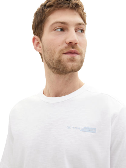 Tom Tailor White Men T-Shirt with a Logo Print SKU: 1040821_20000 Image 04
