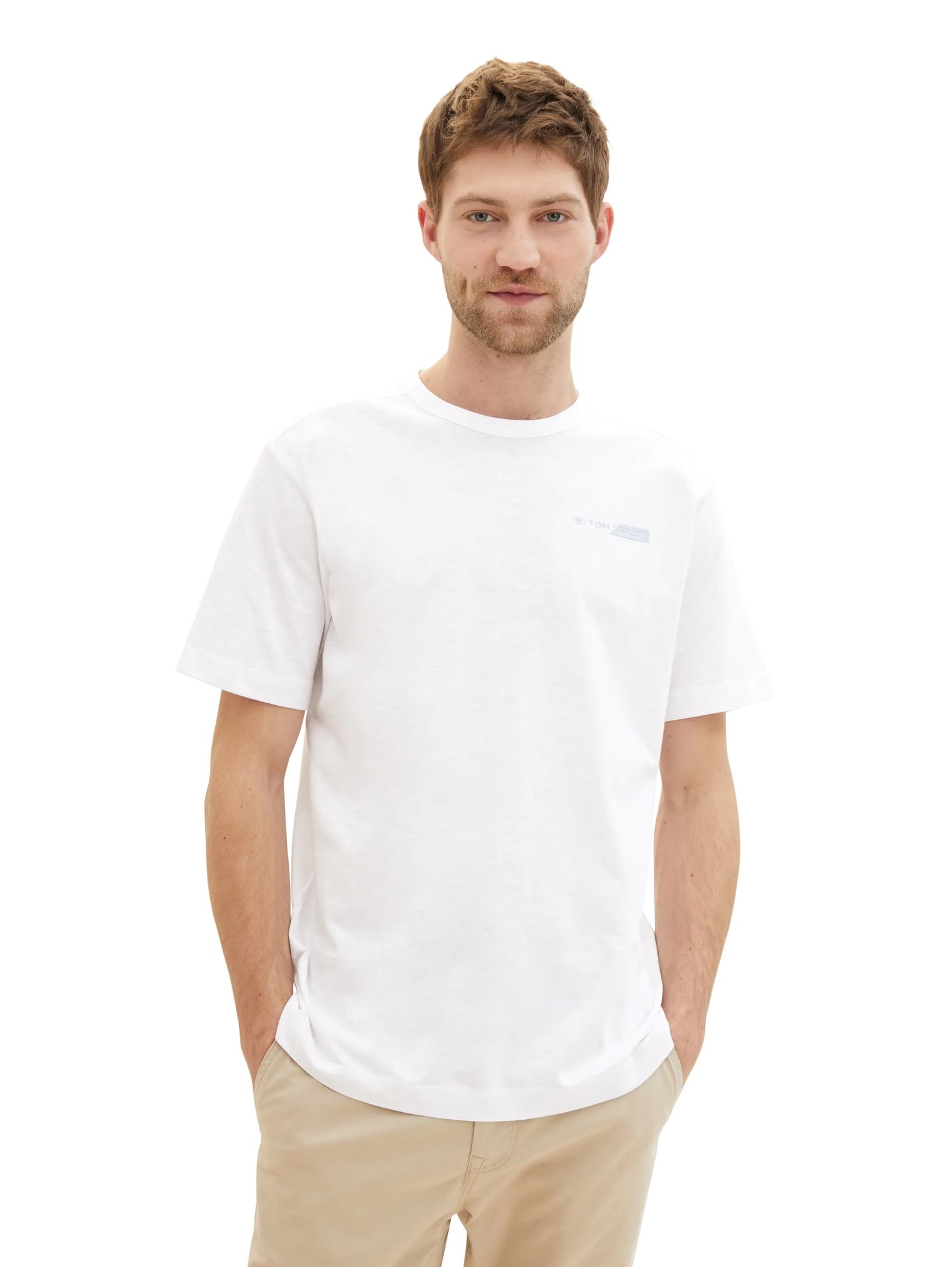 Tom Tailor White Men T-Shirt with a Logo Print SKU: 1040821_20000 Image 05