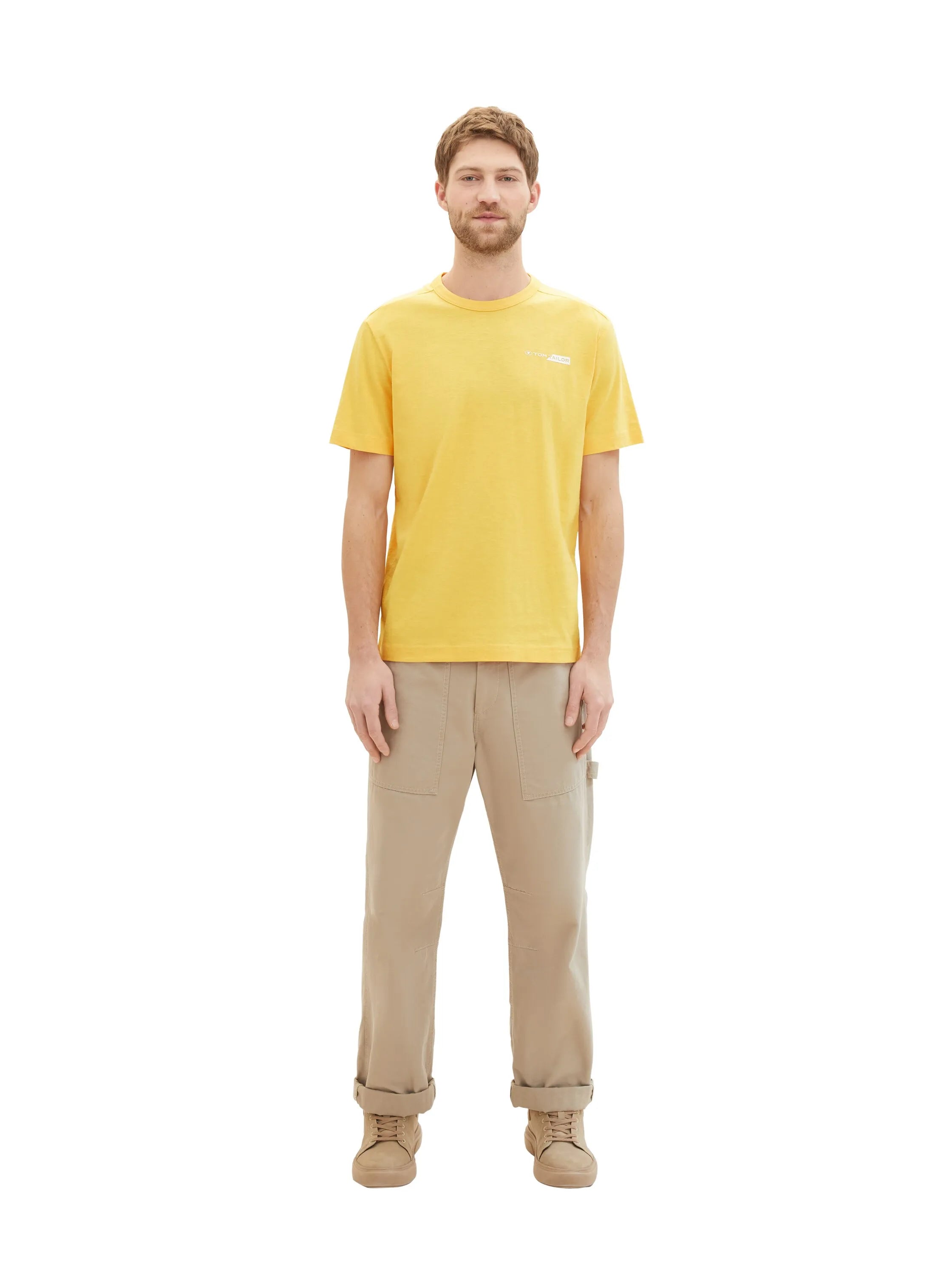 Tom Tailor Sunny Yellow Men T-Shirt with a Logo Print SKU: 1040821_34663 Image 02