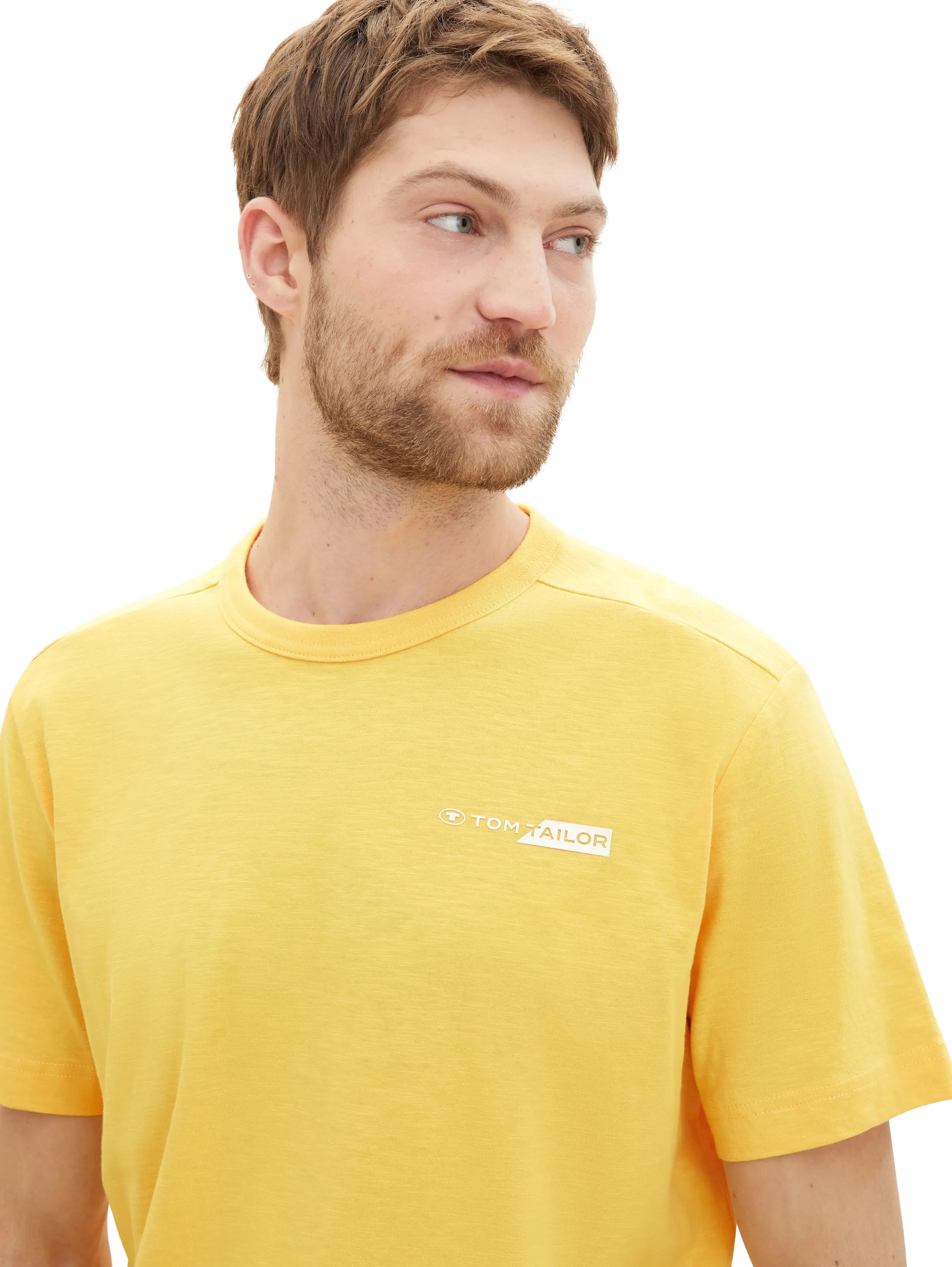 Tom Tailor Sunny Yellow Men T-Shirt with a Logo Print SKU: 1040821_34663 Image 05