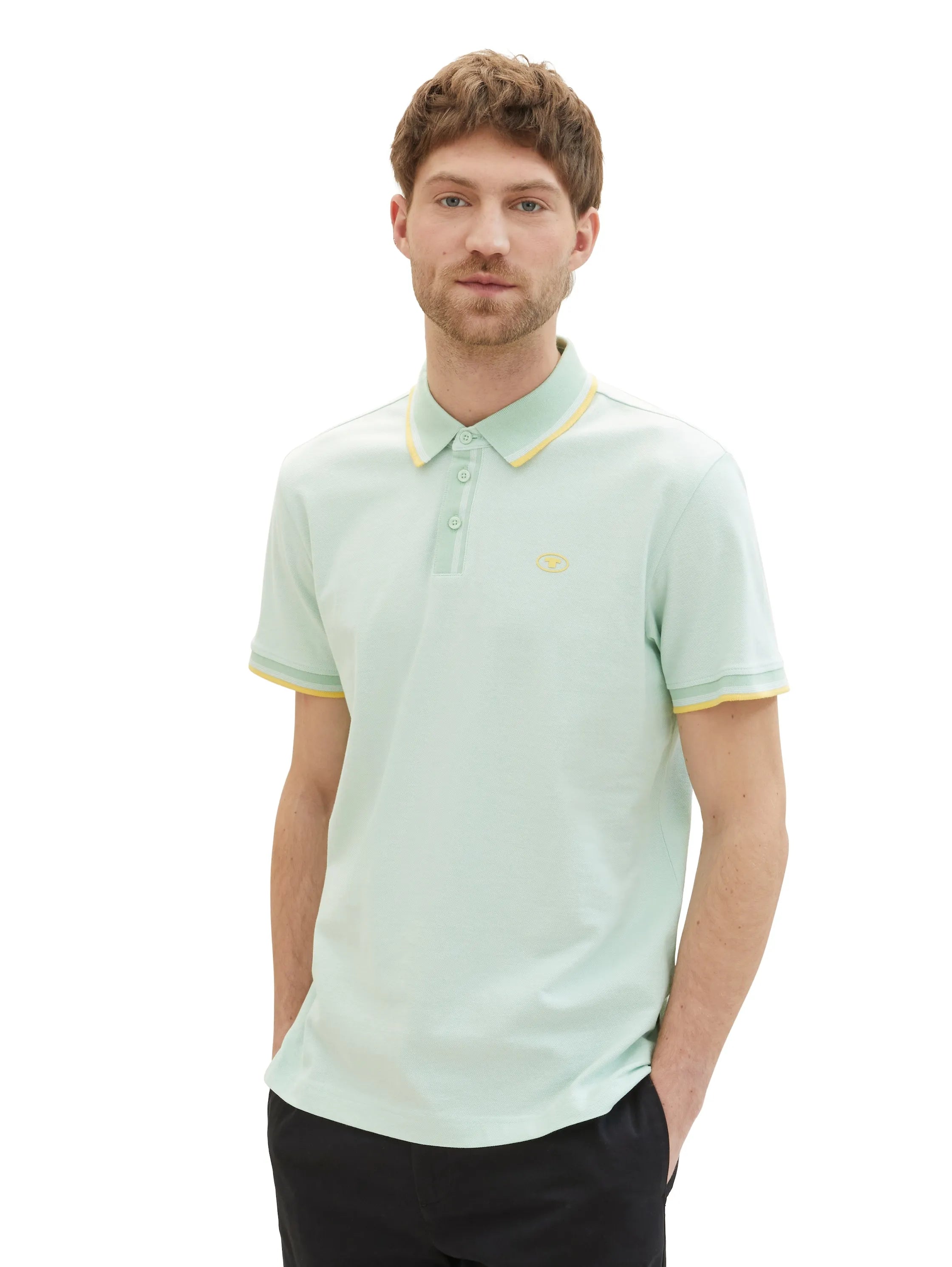 Tom Tailor White Mint Twotone Men Basic Polo Shirt SKU: 1040822_35203 Image 01
