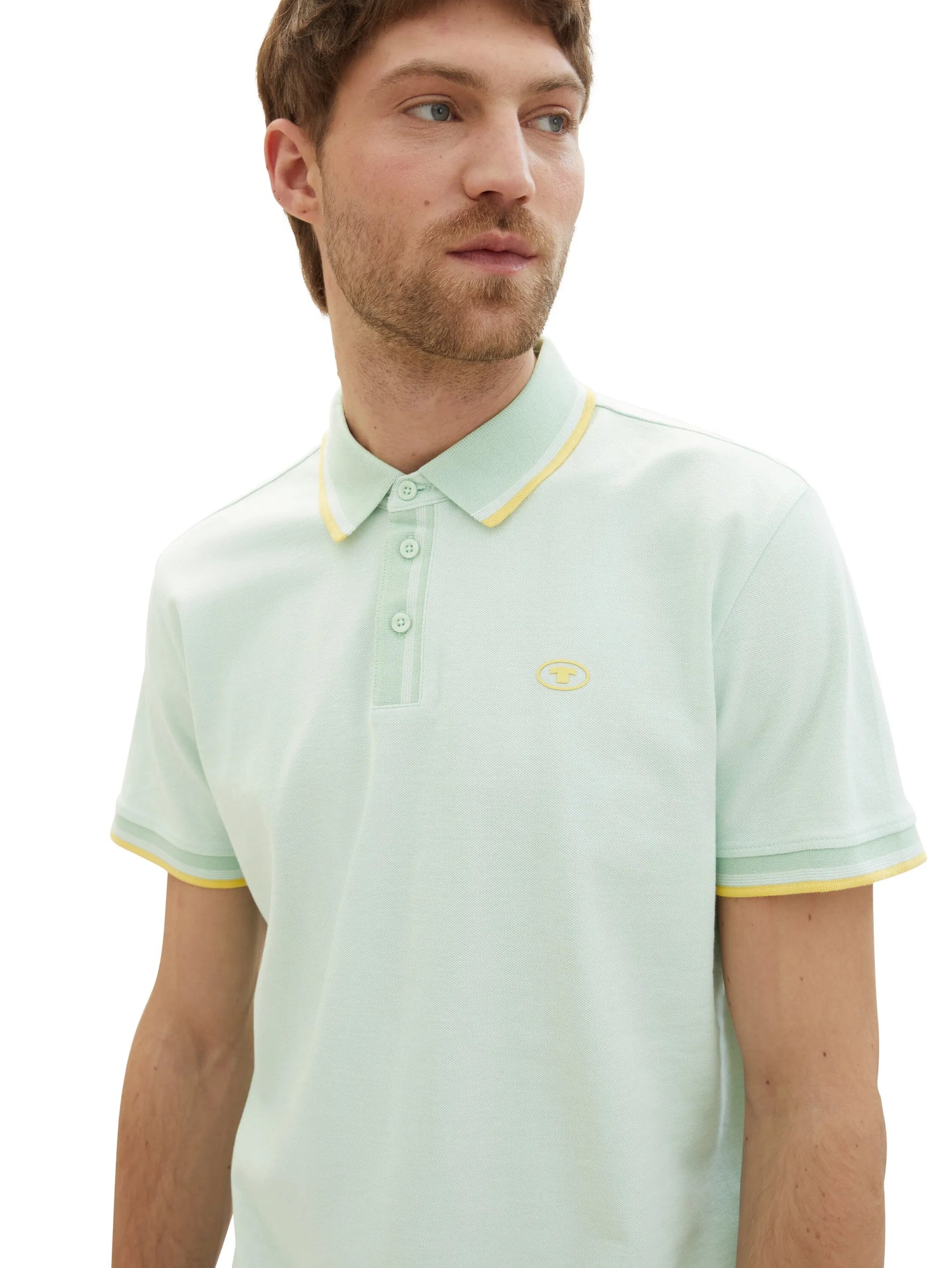 Tom Tailor White Mint Twotone Men Basic Polo Shirt SKU: 1040822_35203 Image 06