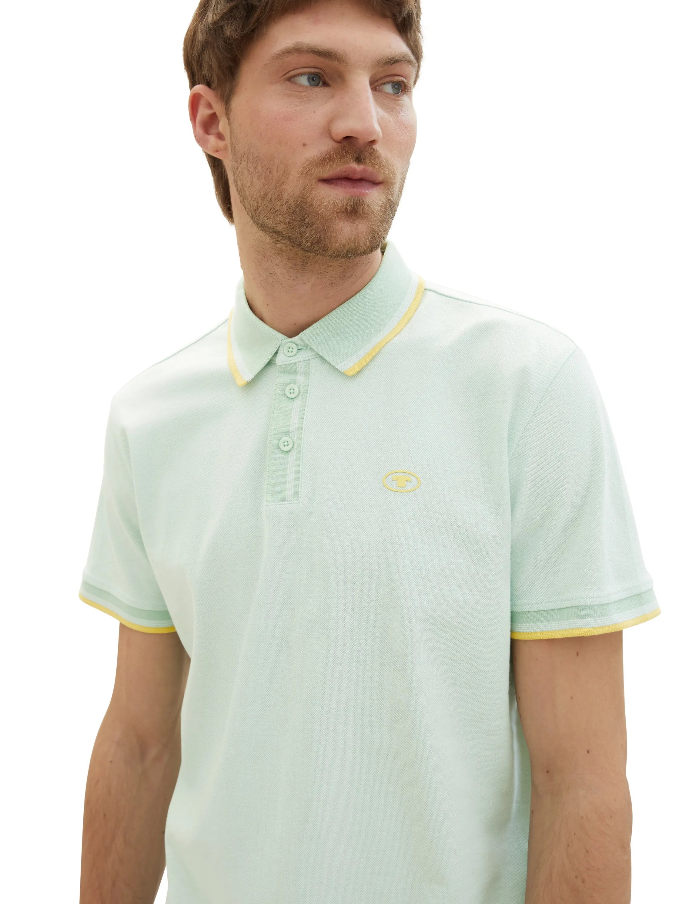 Tom Tailor White Mint Twotone Men Basic Polo Shirt SKU: 1040822_35203 Image 06