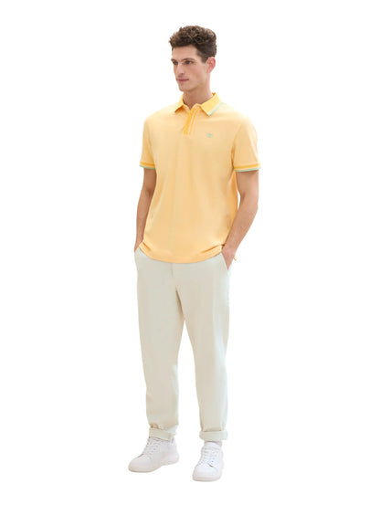 Tom Tailor White Sunny Yellow Twotone Men Basic Polo Shirt SKU: 1040822_35204 Image 02