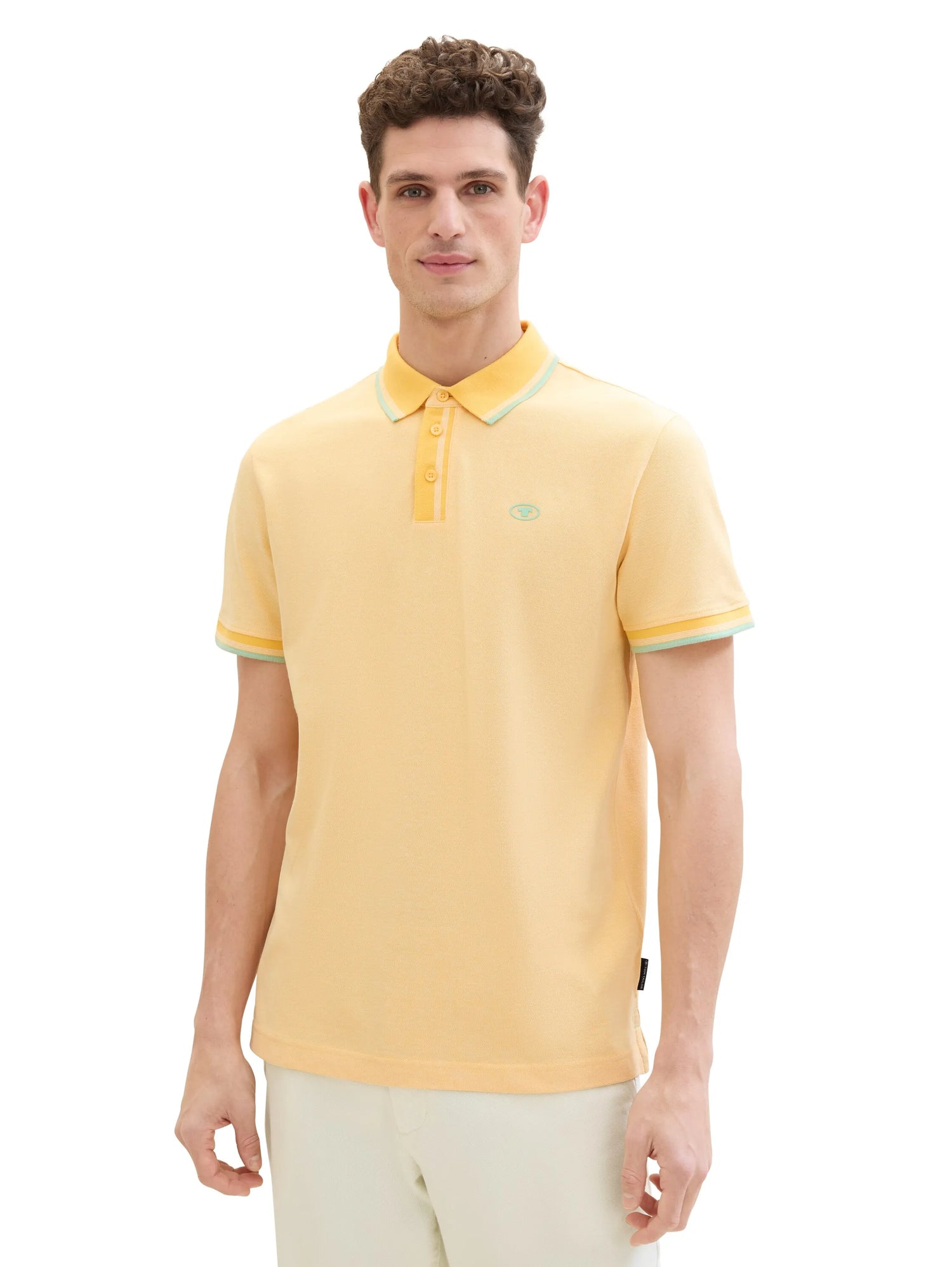 Tom Tailor White Sunny Yellow Twotone Men Basic Polo Shirt SKU: 1040822_35204 Image 05
