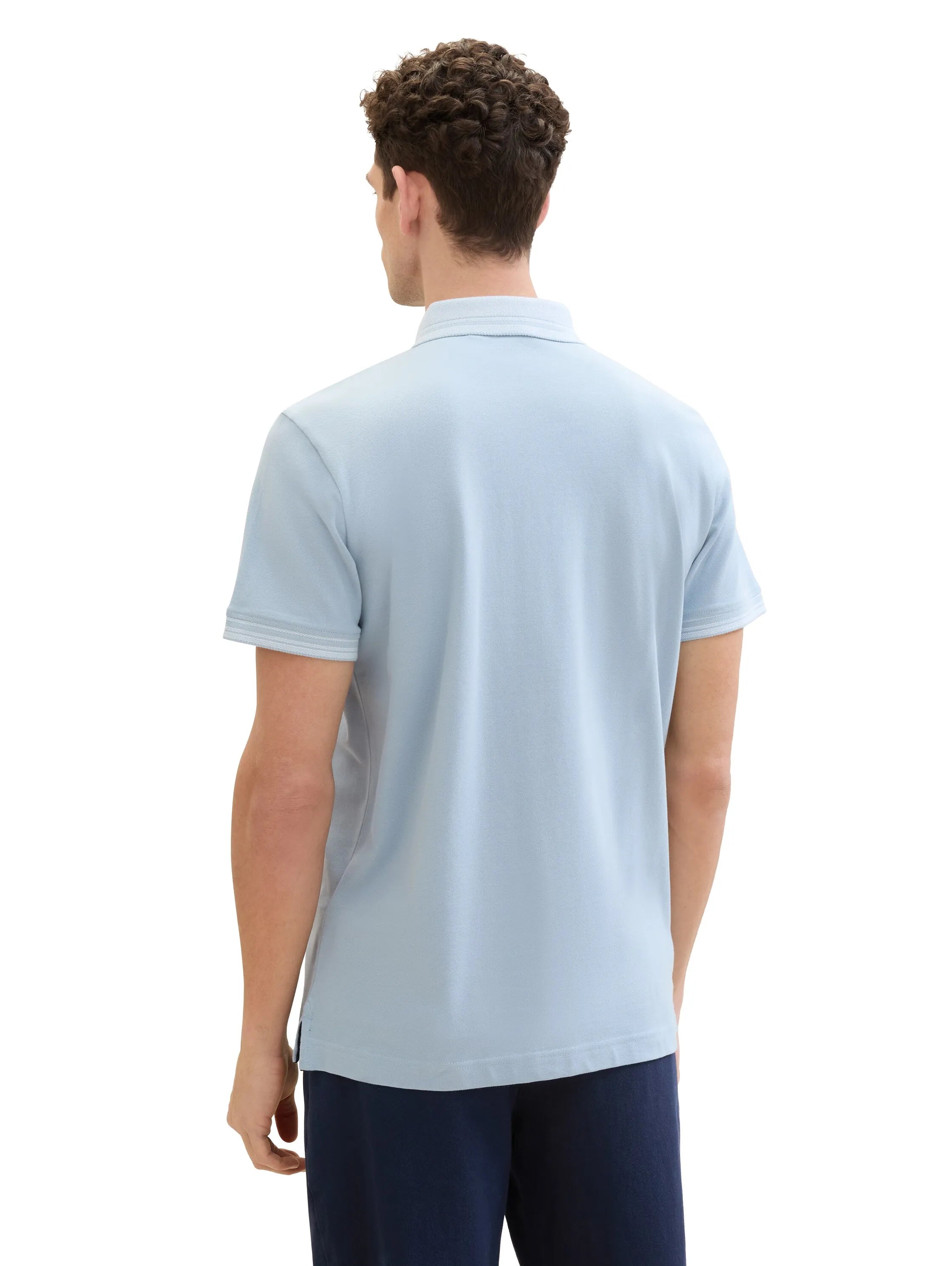 Tom Tailor Foggy Blue Men Polo Shirt with a Logo Print SKU: 1040823_15159 Image 03