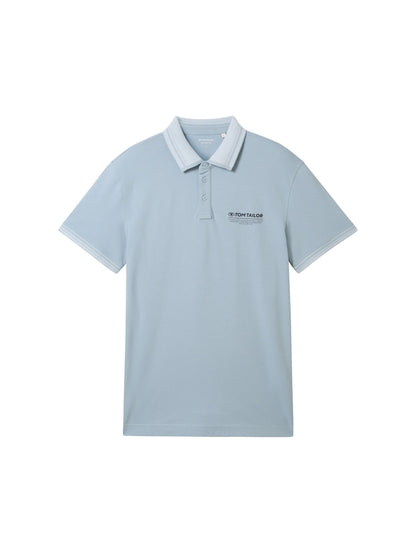 Tom Tailor Foggy Blue Men Polo Shirt with a Logo Print SKU: 1040823_15159 Image 07