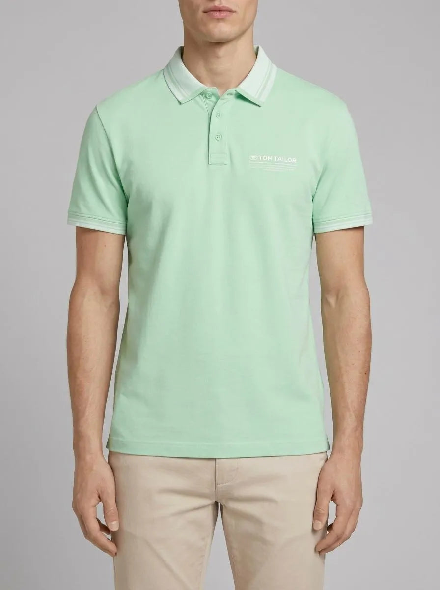 Tom Tailor Paradise Mint Men Polo Shirt with a Logo Print SKU: 1040823_23383 Image 00