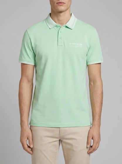 Tom Tailor Paradise Mint Men Polo Shirt with a Logo Print SKU: 1040823_23383 Image 00