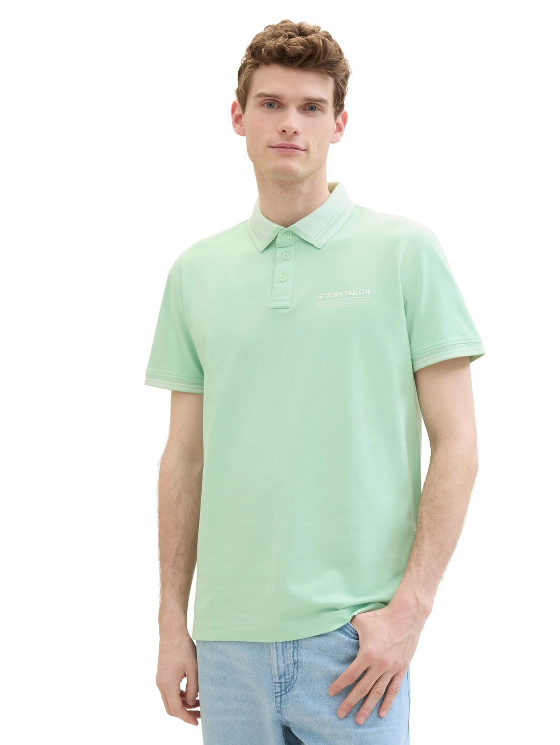 Tom Tailor Paradise Mint Men Polo Shirt with a Logo Print SKU: 1040823_23383 Image 01