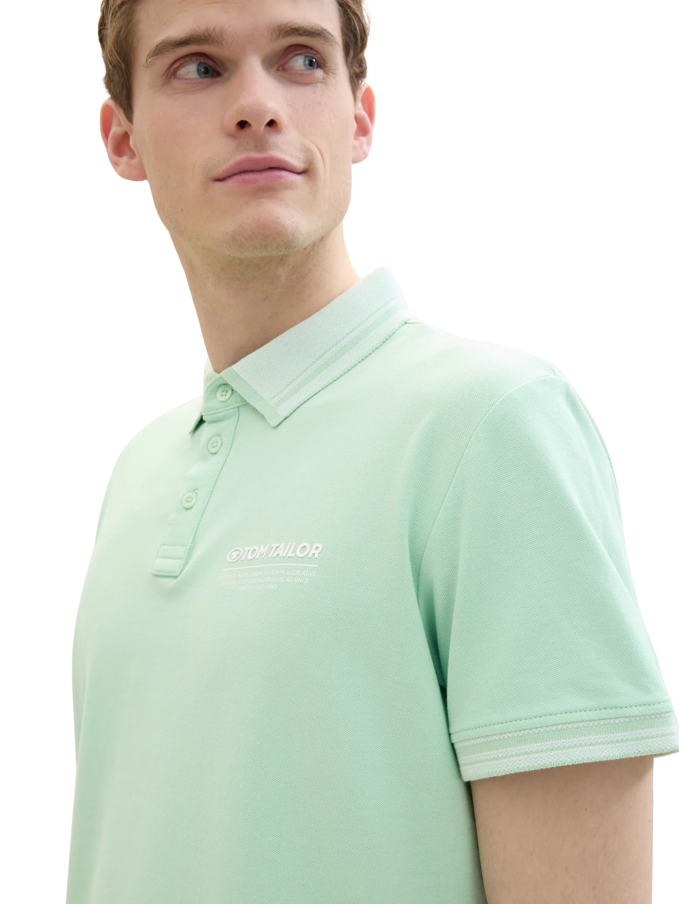 Tom Tailor Paradise Mint Men Polo Shirt with a Logo Print SKU: 1040823_23383 Image 06