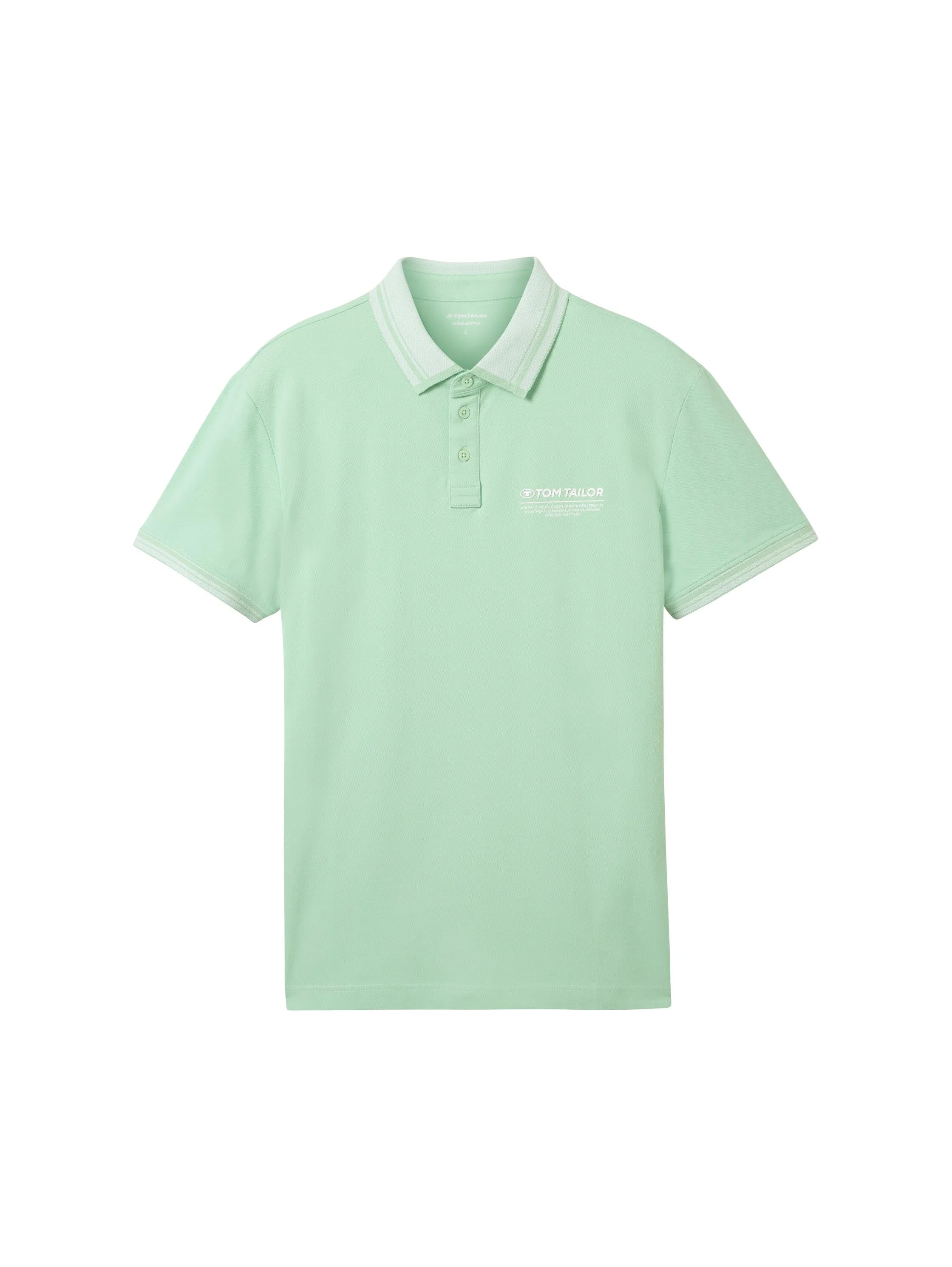 Tom Tailor Paradise Mint Men Polo Shirt with a Logo Print SKU: 1040823_23383 Image 07