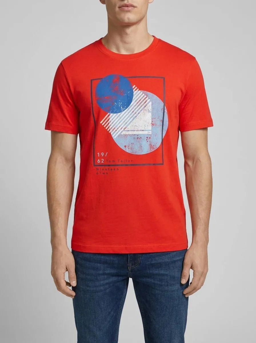 Tom Tailor Basic Red Men T-Shirt with a Print SKU: 1040825_13189 Image 00