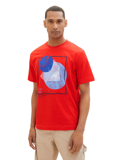 Tom Tailor Basic Red Men T-Shirt with a Print SKU: 1040825_13189 Image 04
