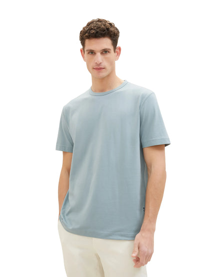 Tom Tailor Grey Mint Men Basic T-Shirt with a Logo Print SKU: 1040826_27475 Image 01