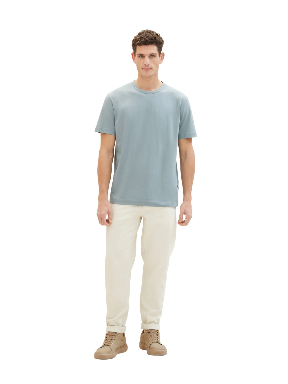 Tom Tailor Grey Mint Men Basic T-Shirt with a Logo Print SKU: 1040826_27475 Image 02