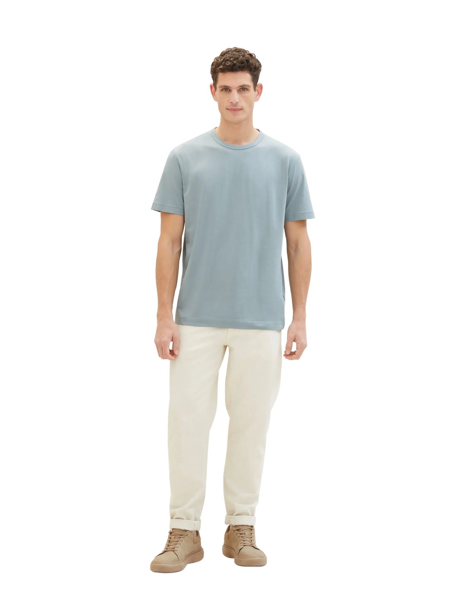 Tom Tailor Grey Mint Men Basic T-Shirt with a Logo Print SKU: 1040826_27475 Image 02